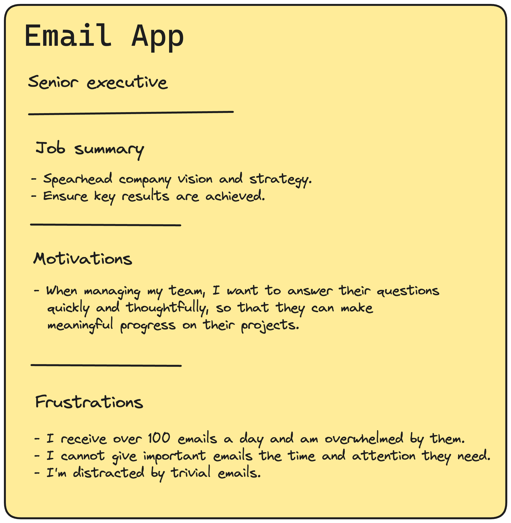 The user persona for our example email app