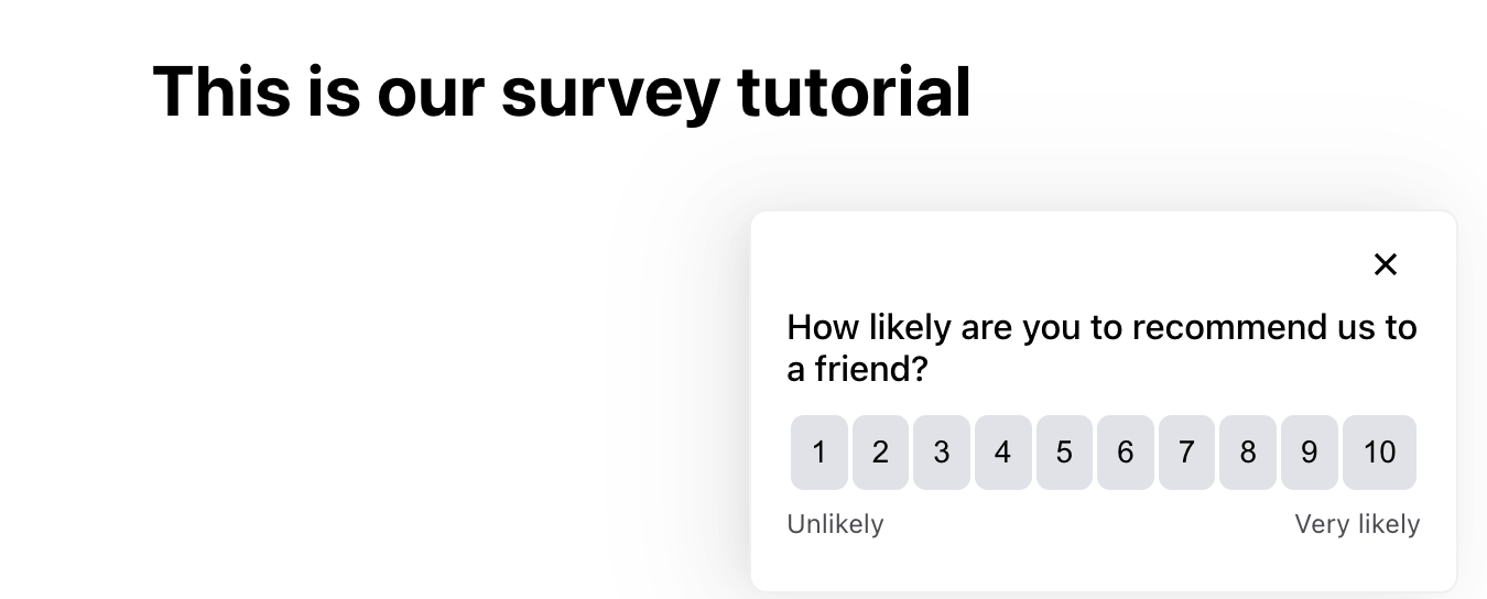 Popover survey in app